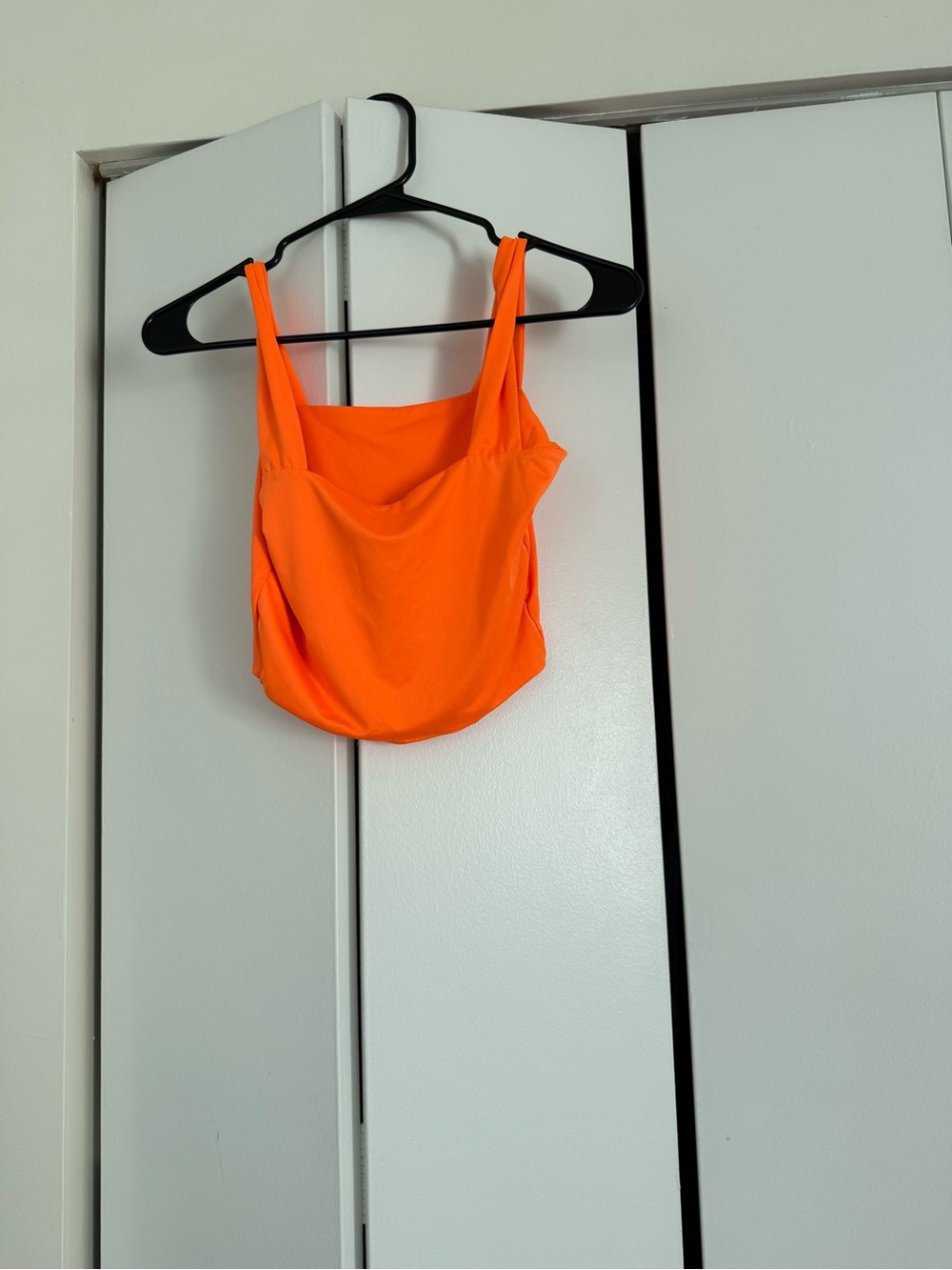 Orange Square-Neck Crop Tank Top - Women's